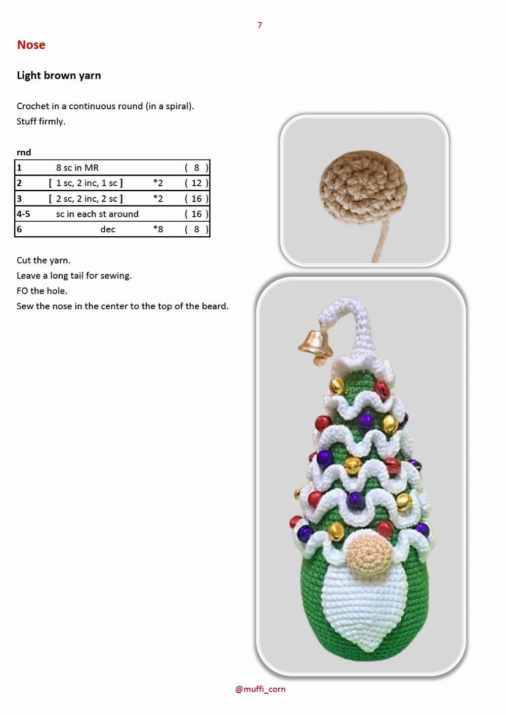 christmas tree gnome with a bell crochet pattern