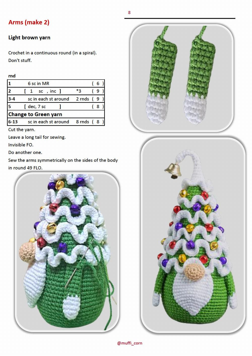 christmas tree gnome with a bell crochet pattern