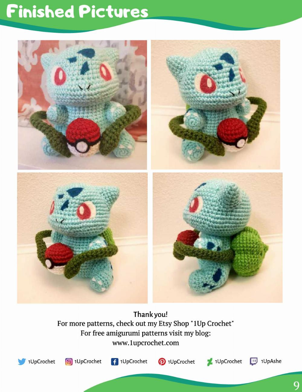 collection of 24 pokemon (1up crochet pokemon amigurumi pattern)