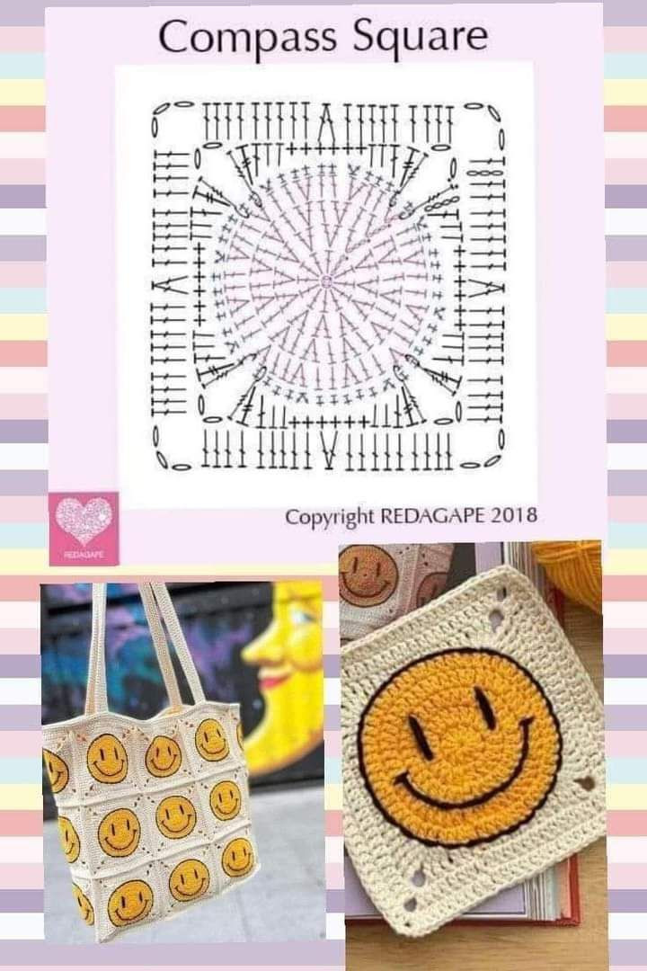 compass square crochet pattern