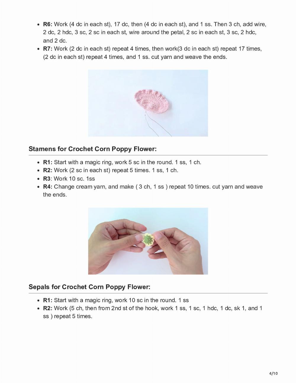 Crochet Corn Poppy Flower- Free Pattern