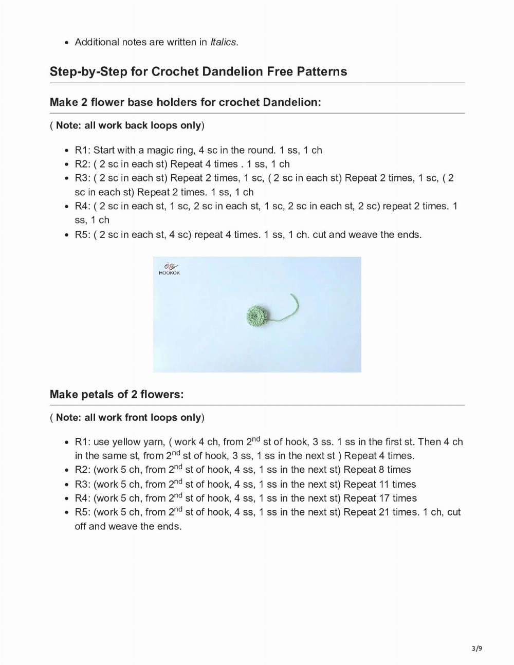 CROCHET DANDELION FREE PATTERN