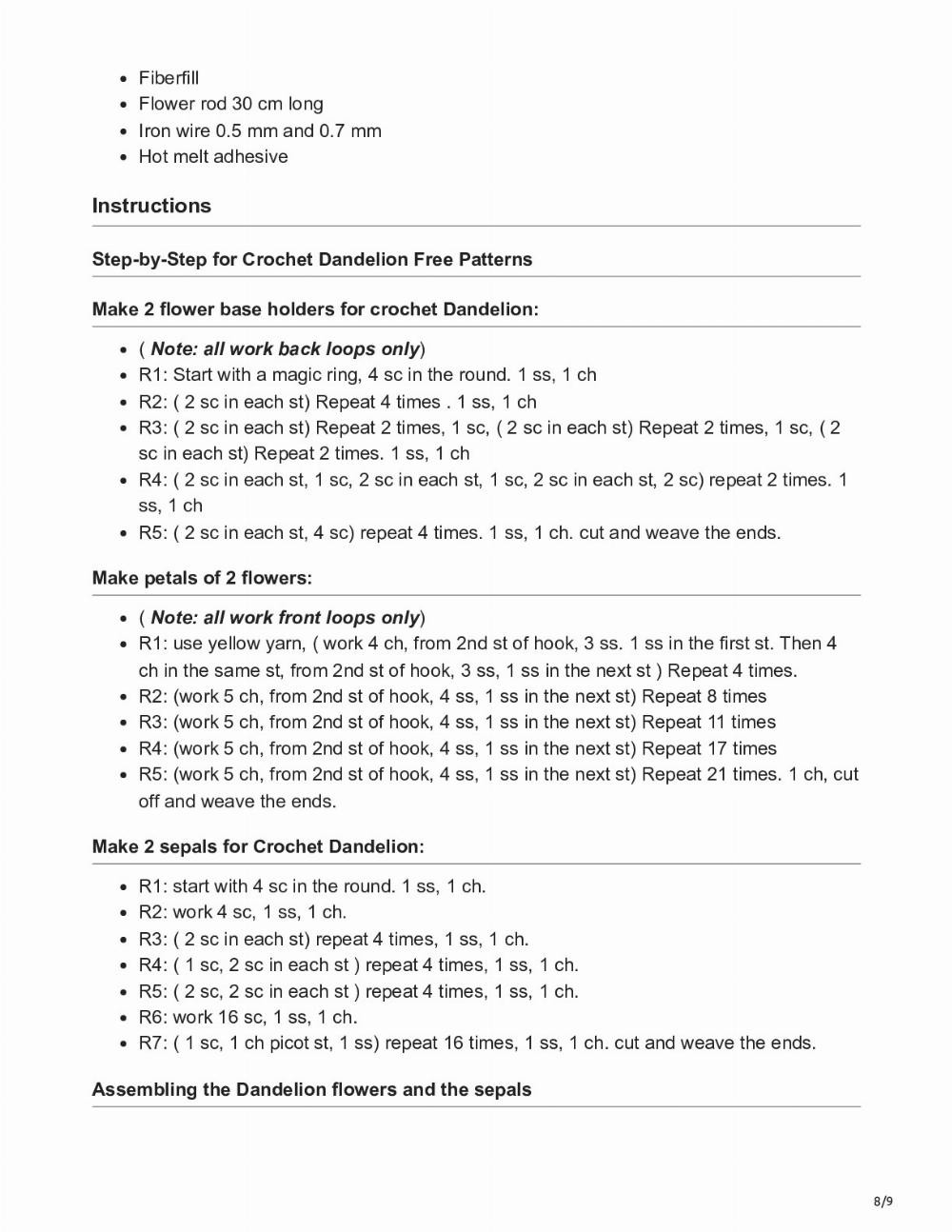 CROCHET DANDELION FREE PATTERN