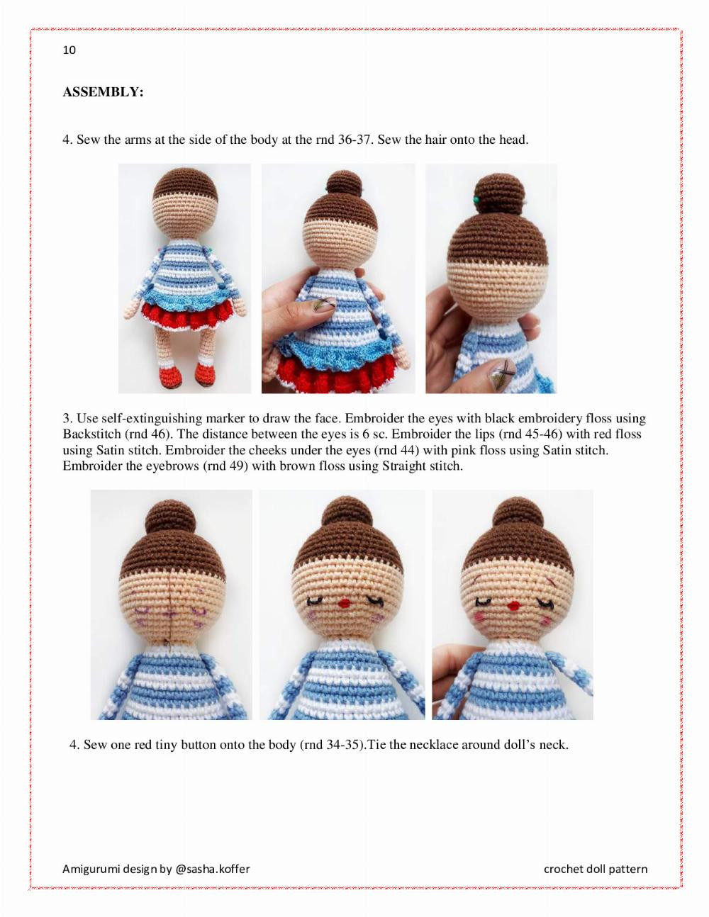 CROCHET DOLL with brown hair (CROCHET DOLL PATTERN by @sasha.koffer)