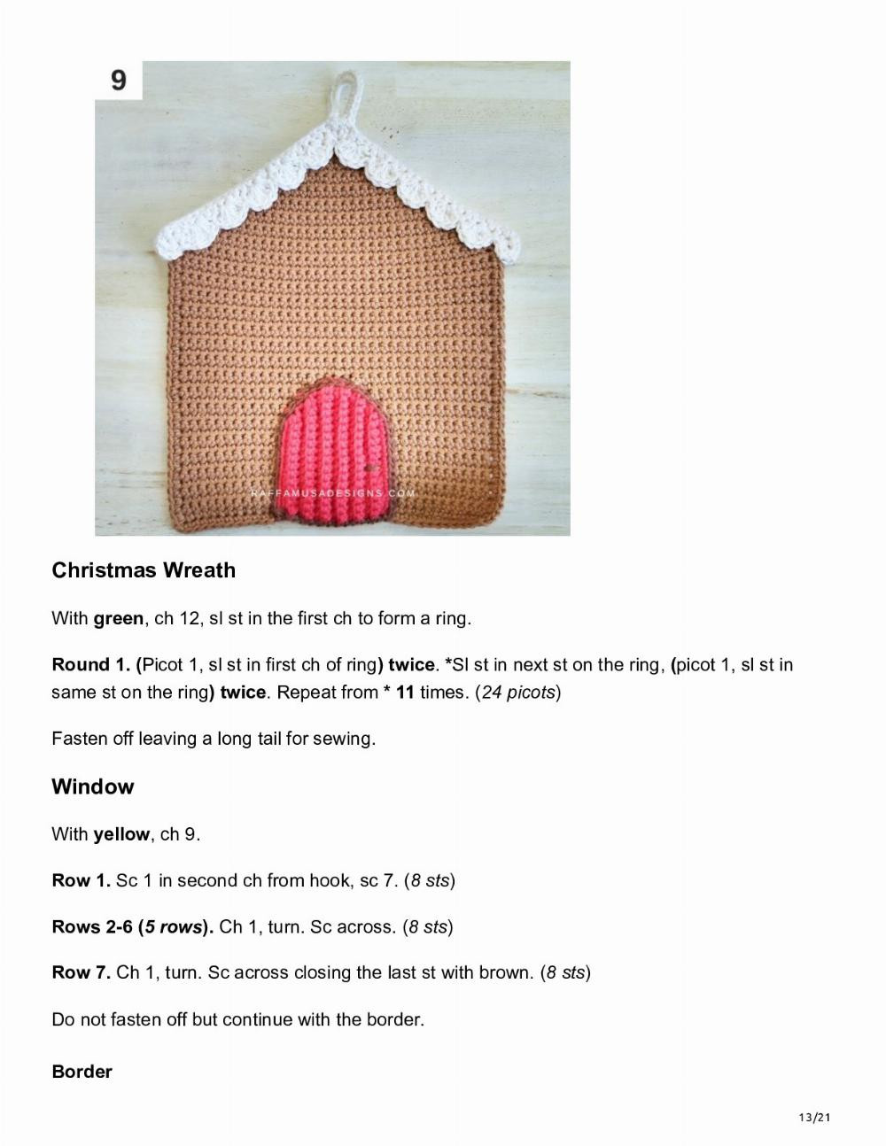 crochet gingerbread house potholder