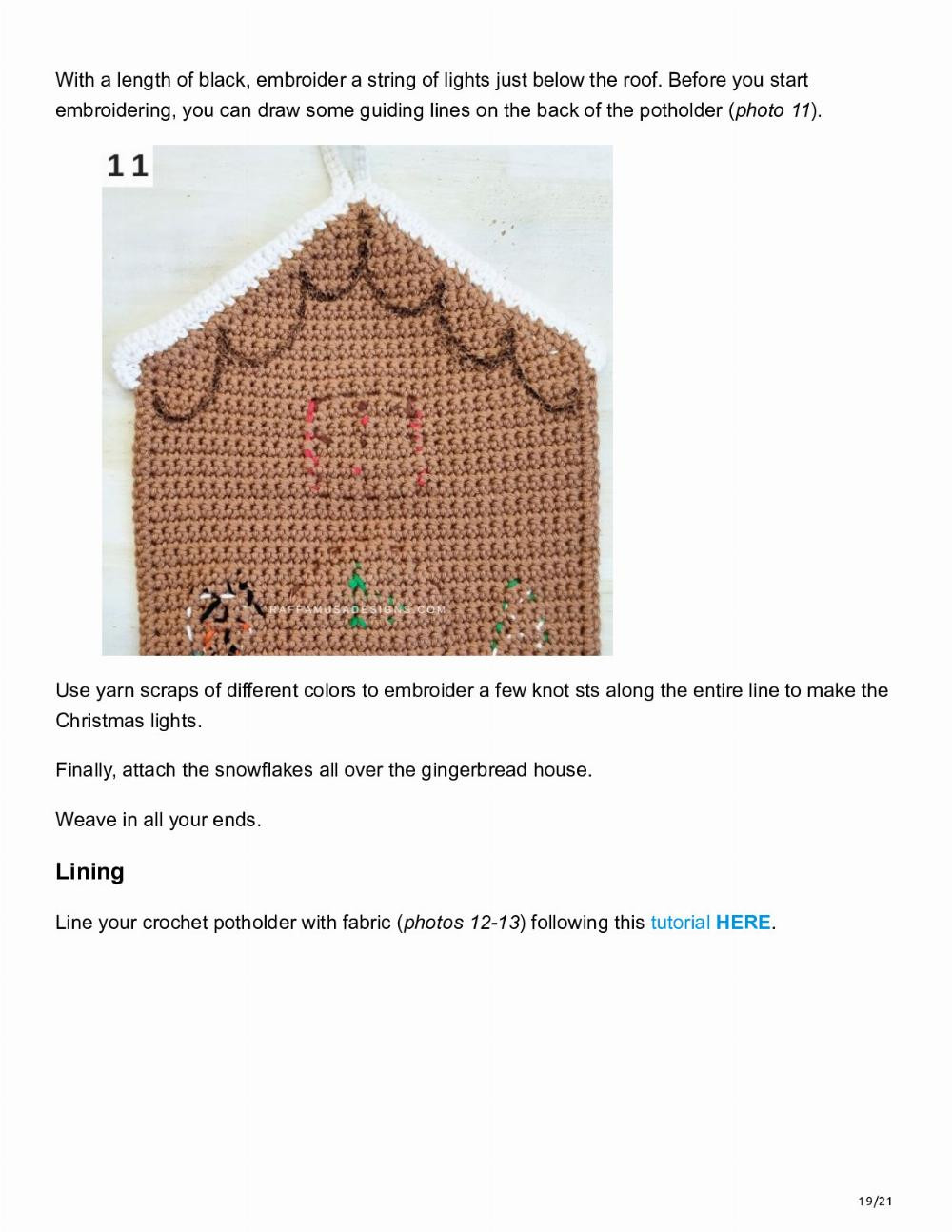 crochet gingerbread house potholder