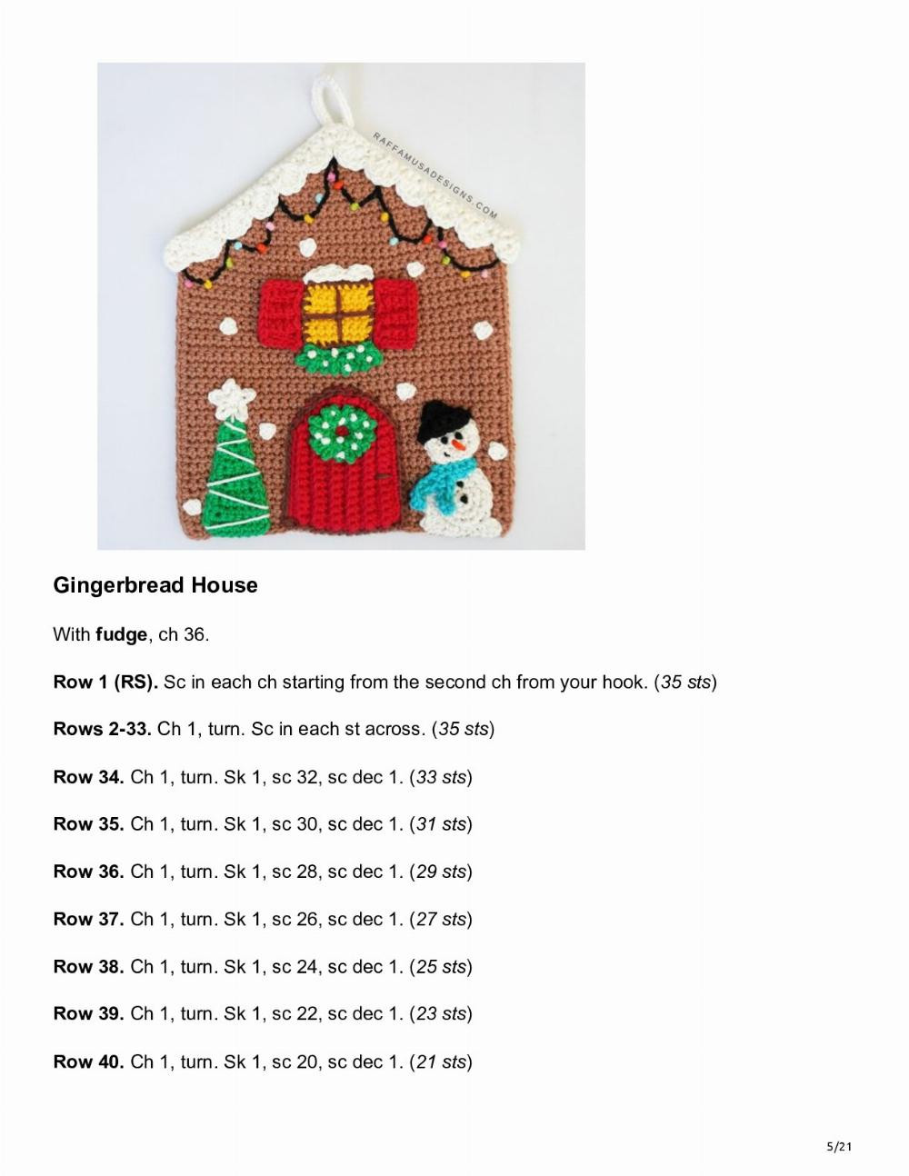 crochet gingerbread house potholder