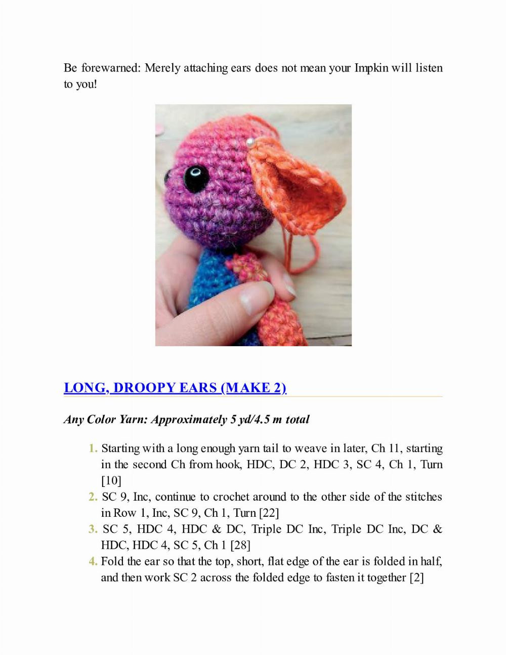 CROCHET IMPKINS pattern