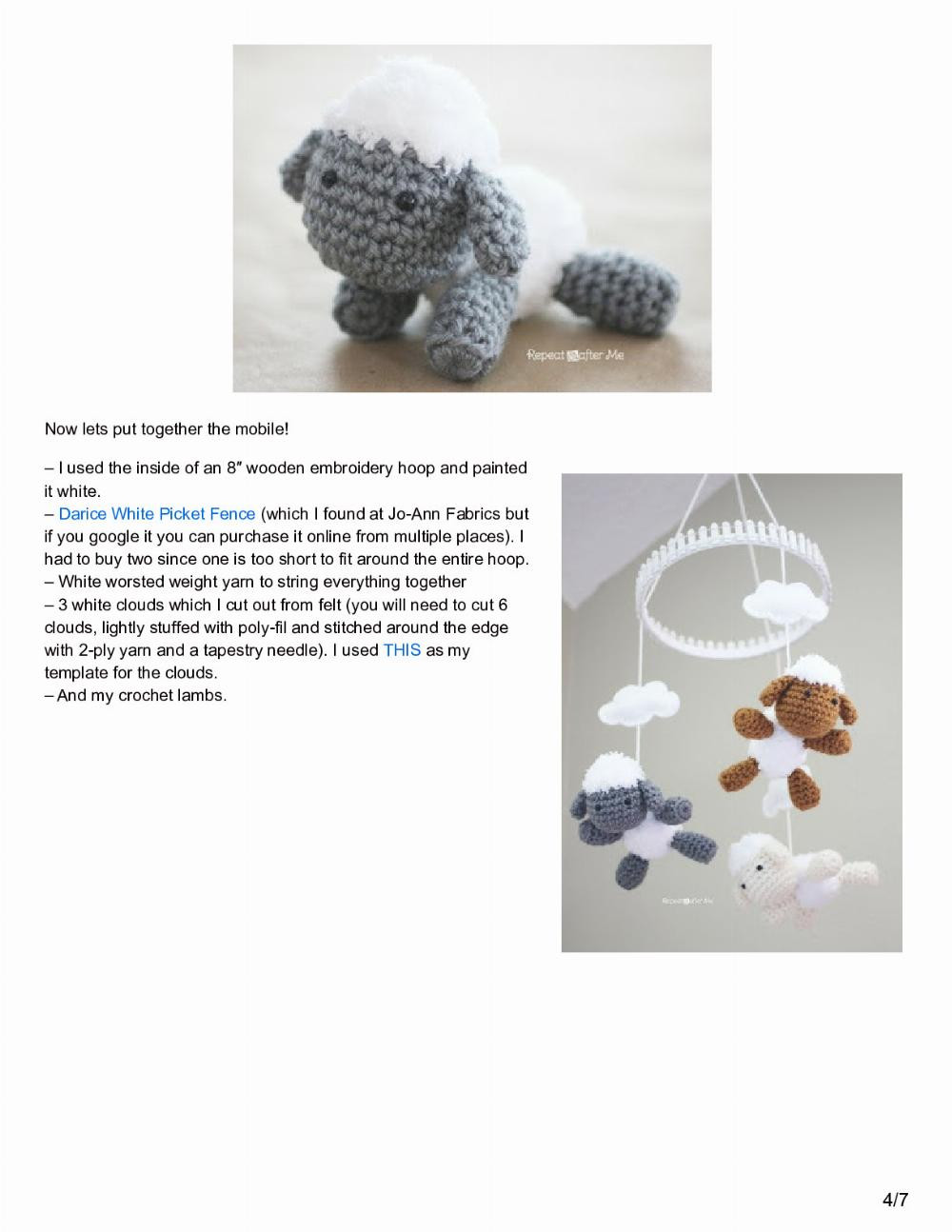crochet lamb pattern and baby mobile
