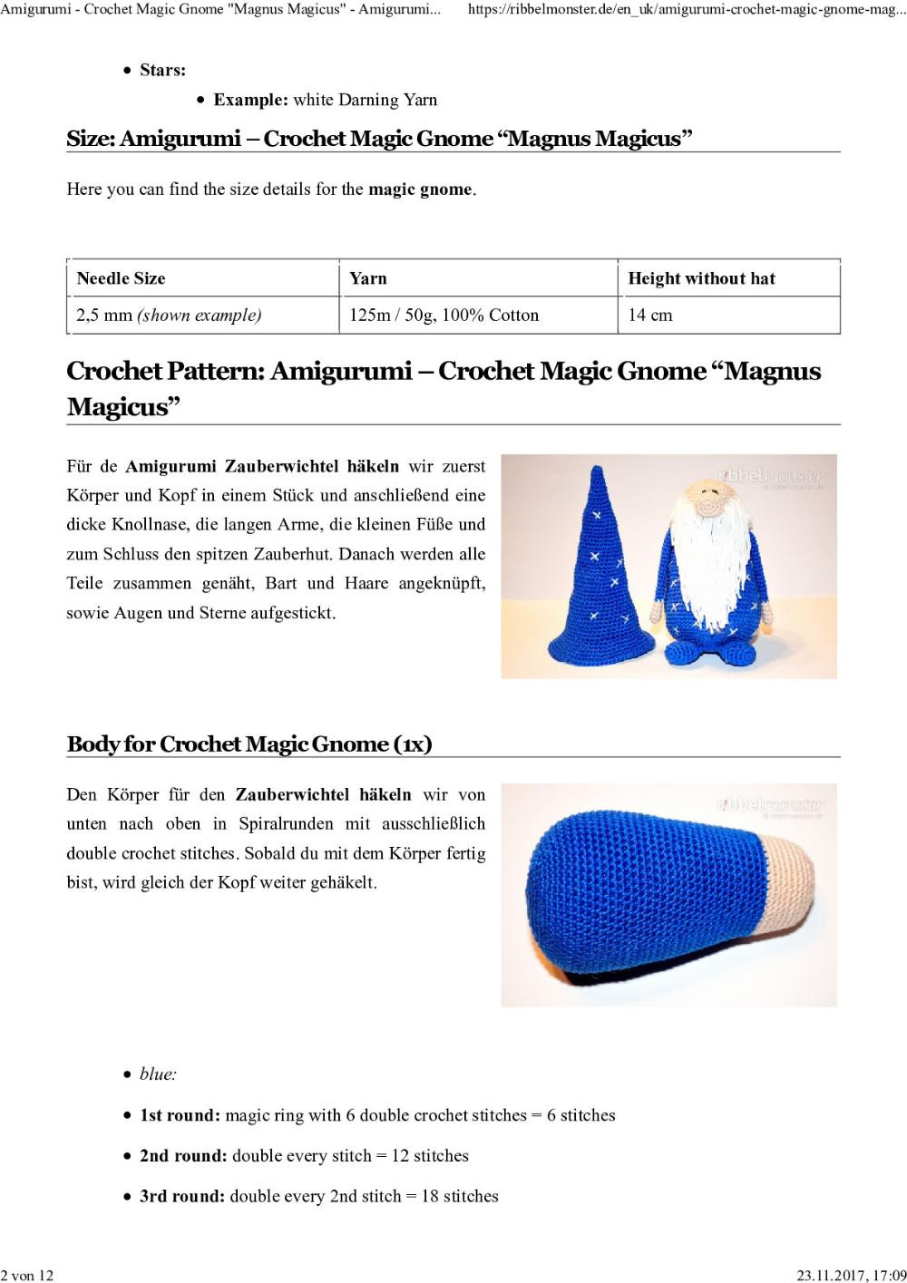 Crochet Magic Gnome "Magnus Magicus"