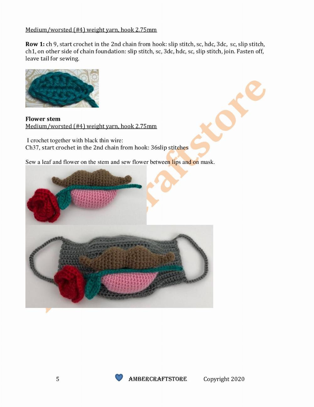 Crochet mask with lips PATTERN