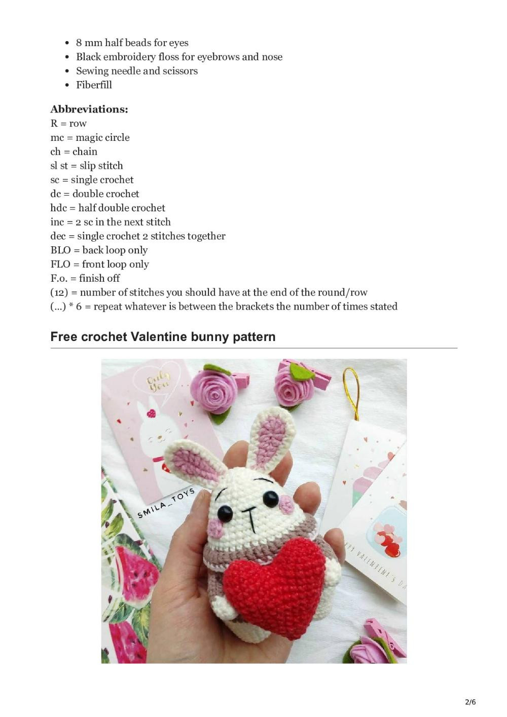 Crochet mini bunny with a heart