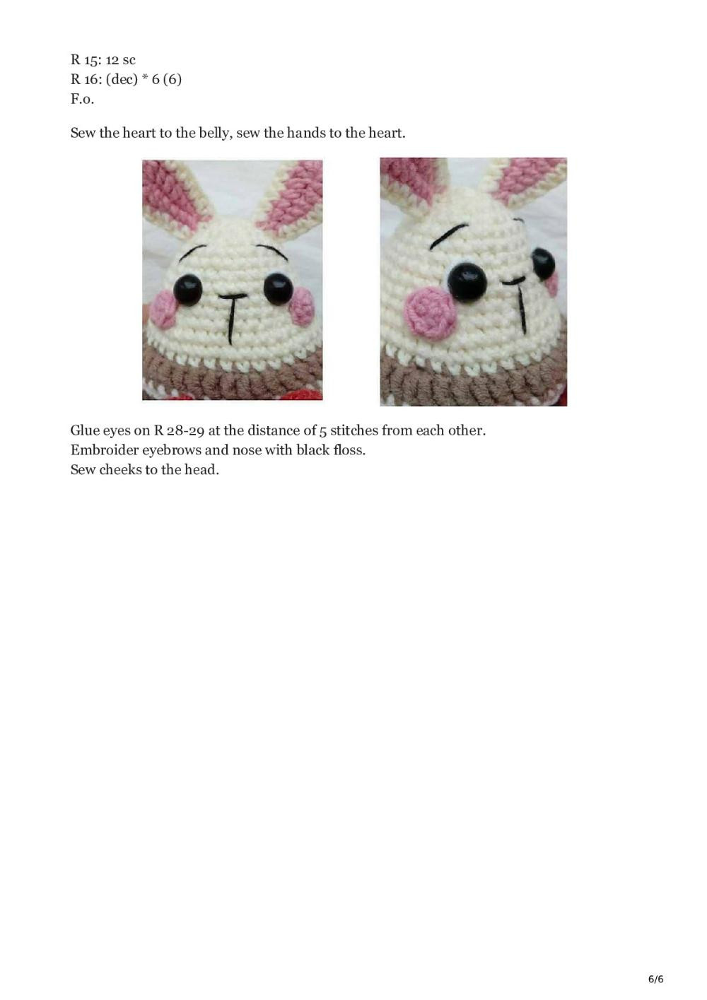 Crochet mini bunny with a heart