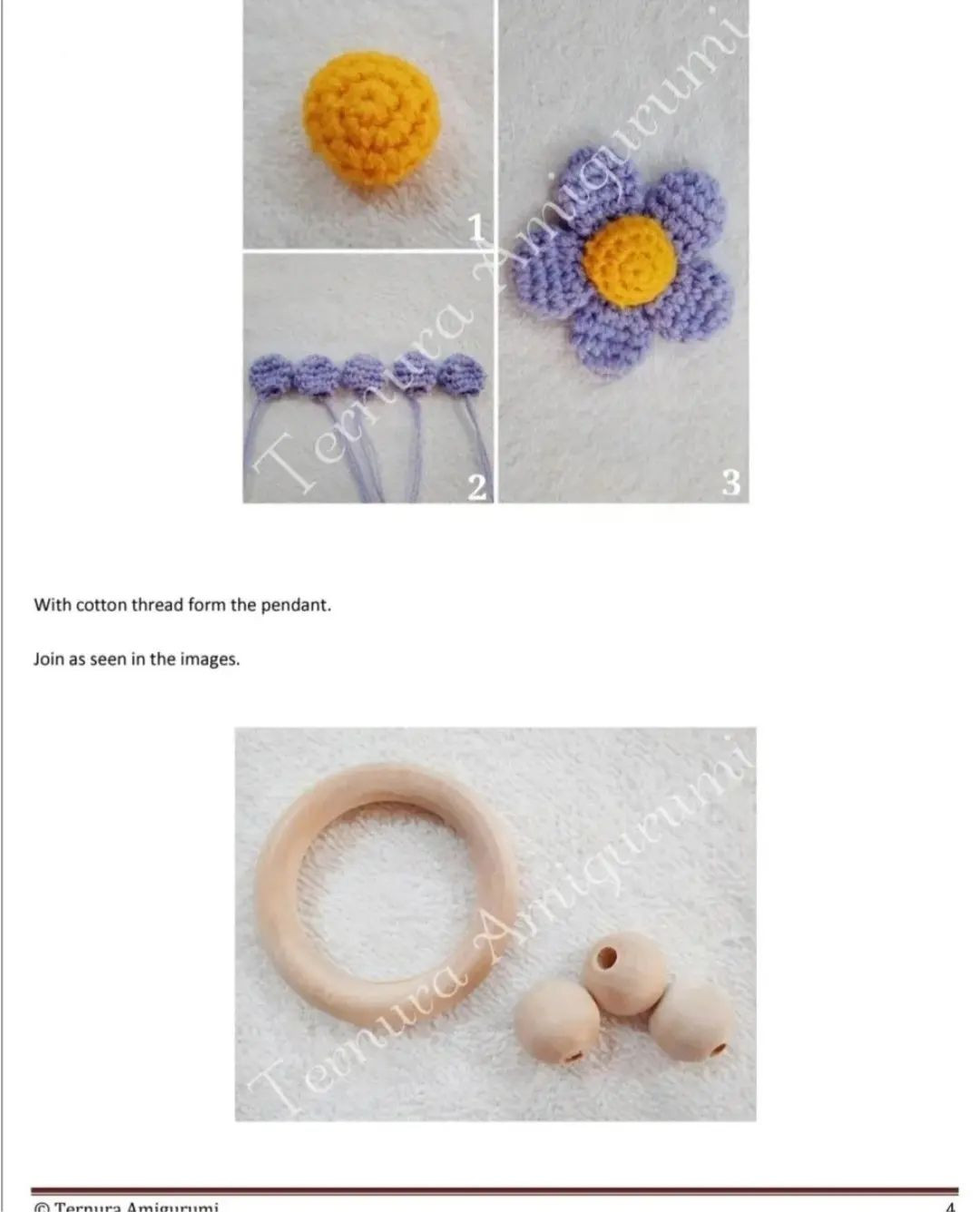 crochet paternflower pendant free