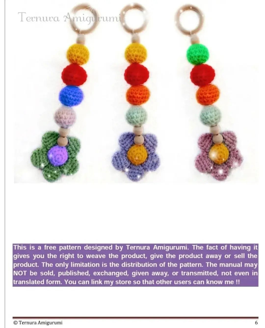 crochet paternflower pendant free