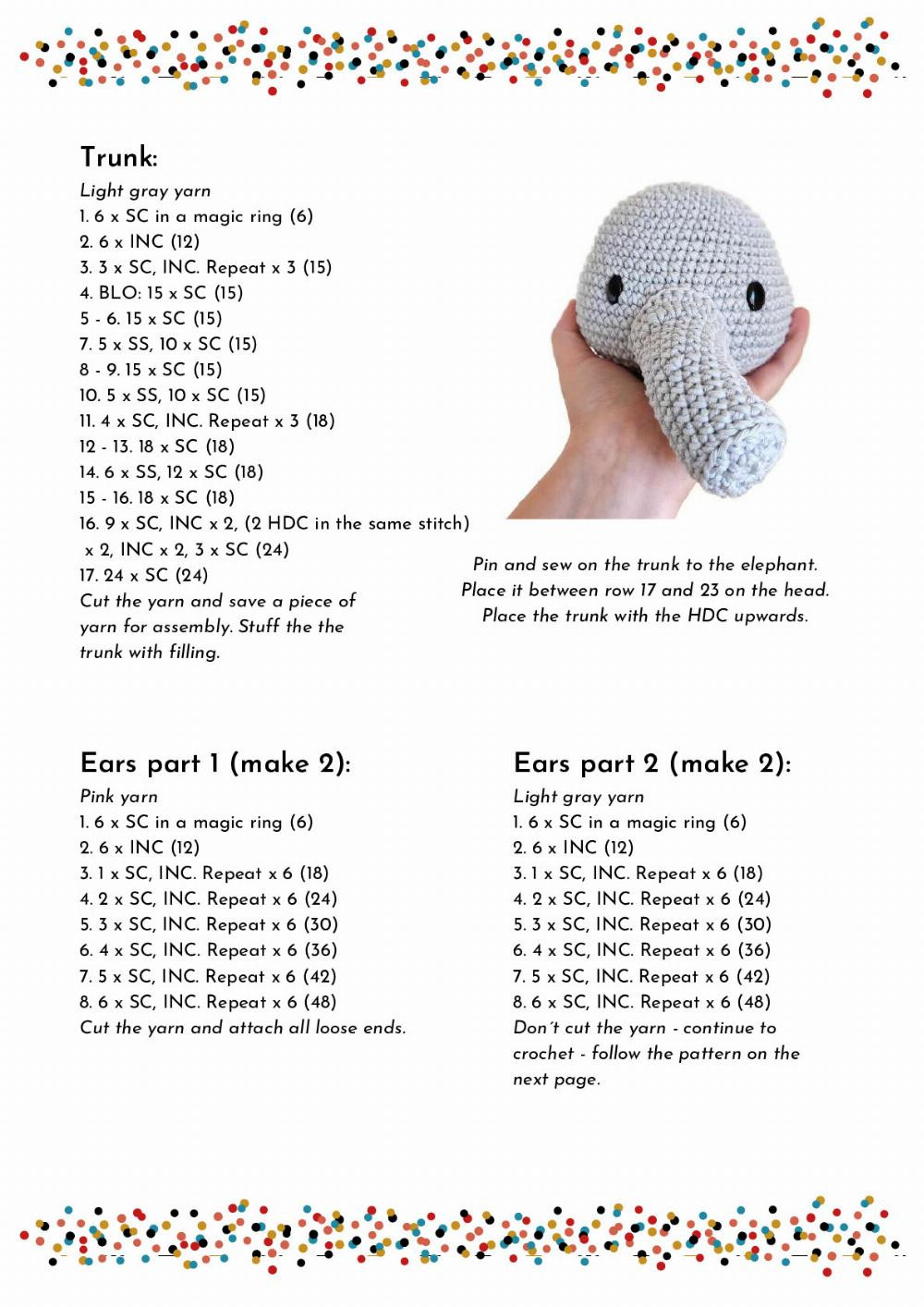 CROCHET PATTERN BUMPY THE ELEPHANT  crochet pattern