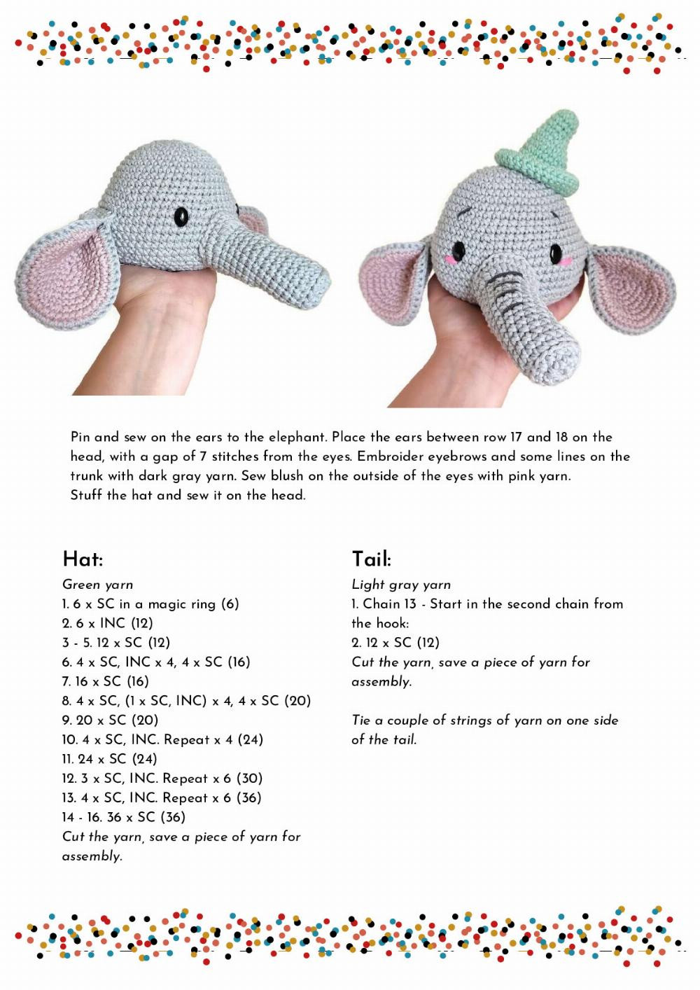 CROCHET PATTERN BUMPY THE ELEPHANT  crochet pattern