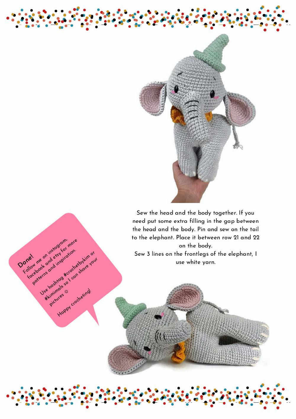 CROCHET PATTERN BUMPY THE ELEPHANT  crochet pattern