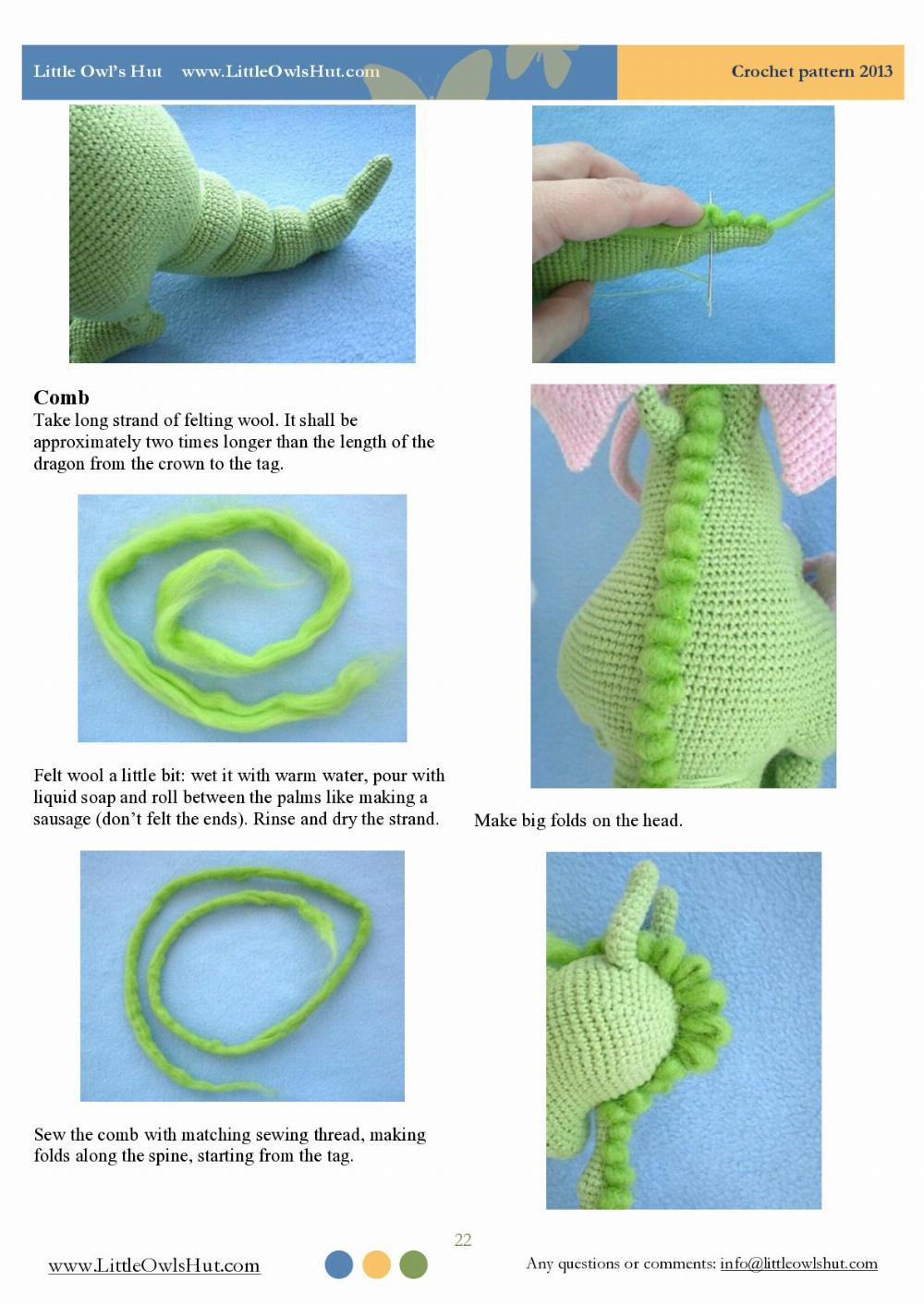 crochet pattern dragon with a hat and scarf
