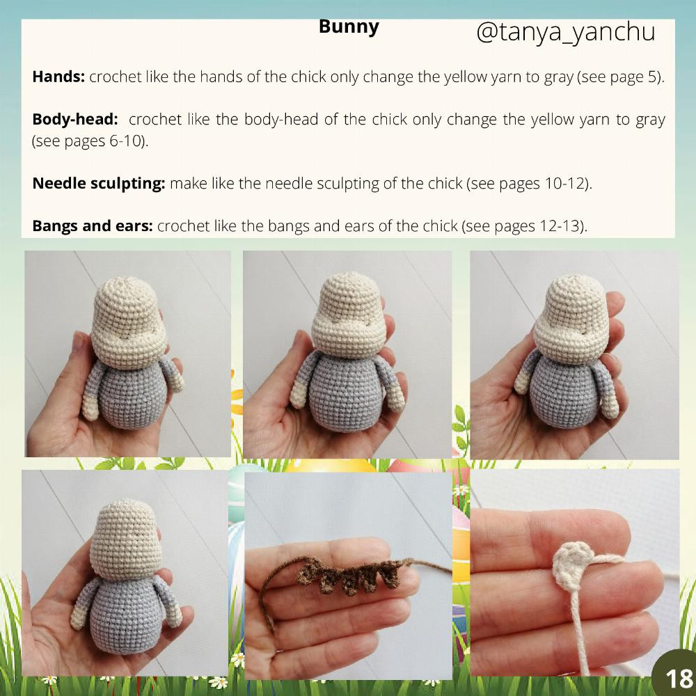 Crochet Pattern "Easter babies in the pots" (bunny, chick and carrot)