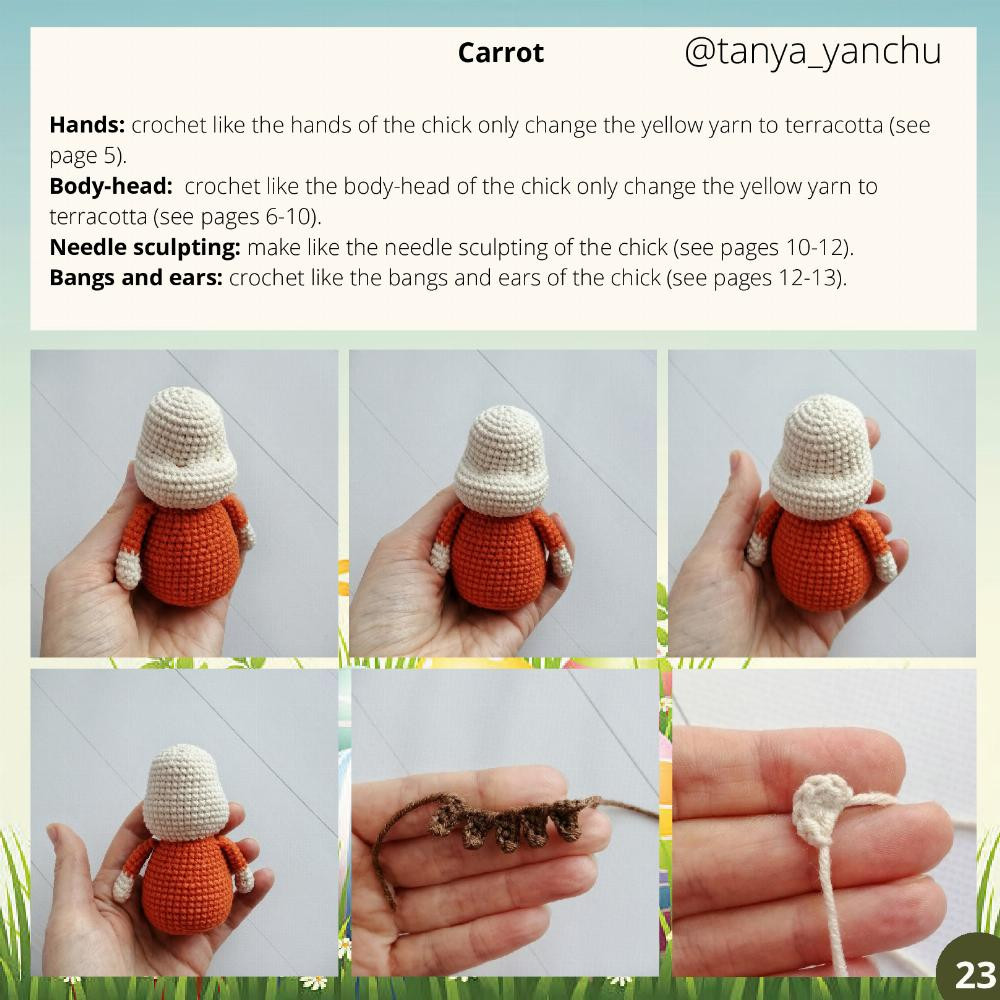 Crochet Pattern "Easter babies in the pots" (bunny, chick and carrot)