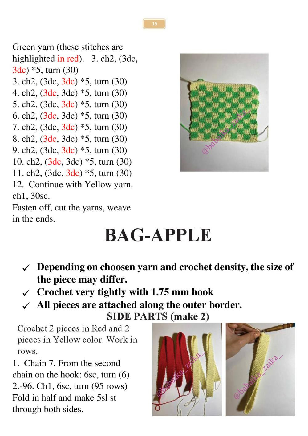 crochet pattern foxes in the apple bag