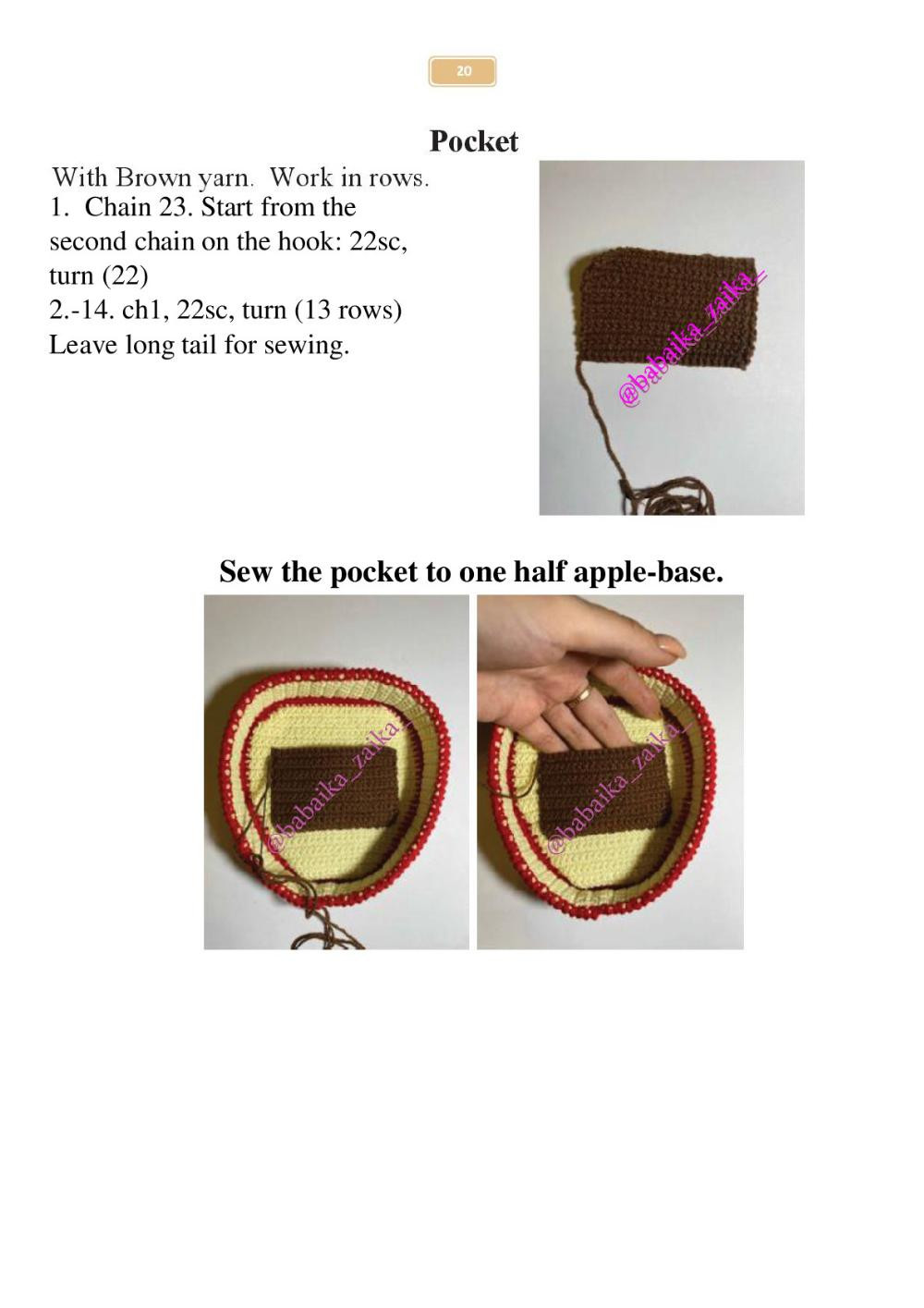 crochet pattern foxes in the apple bag