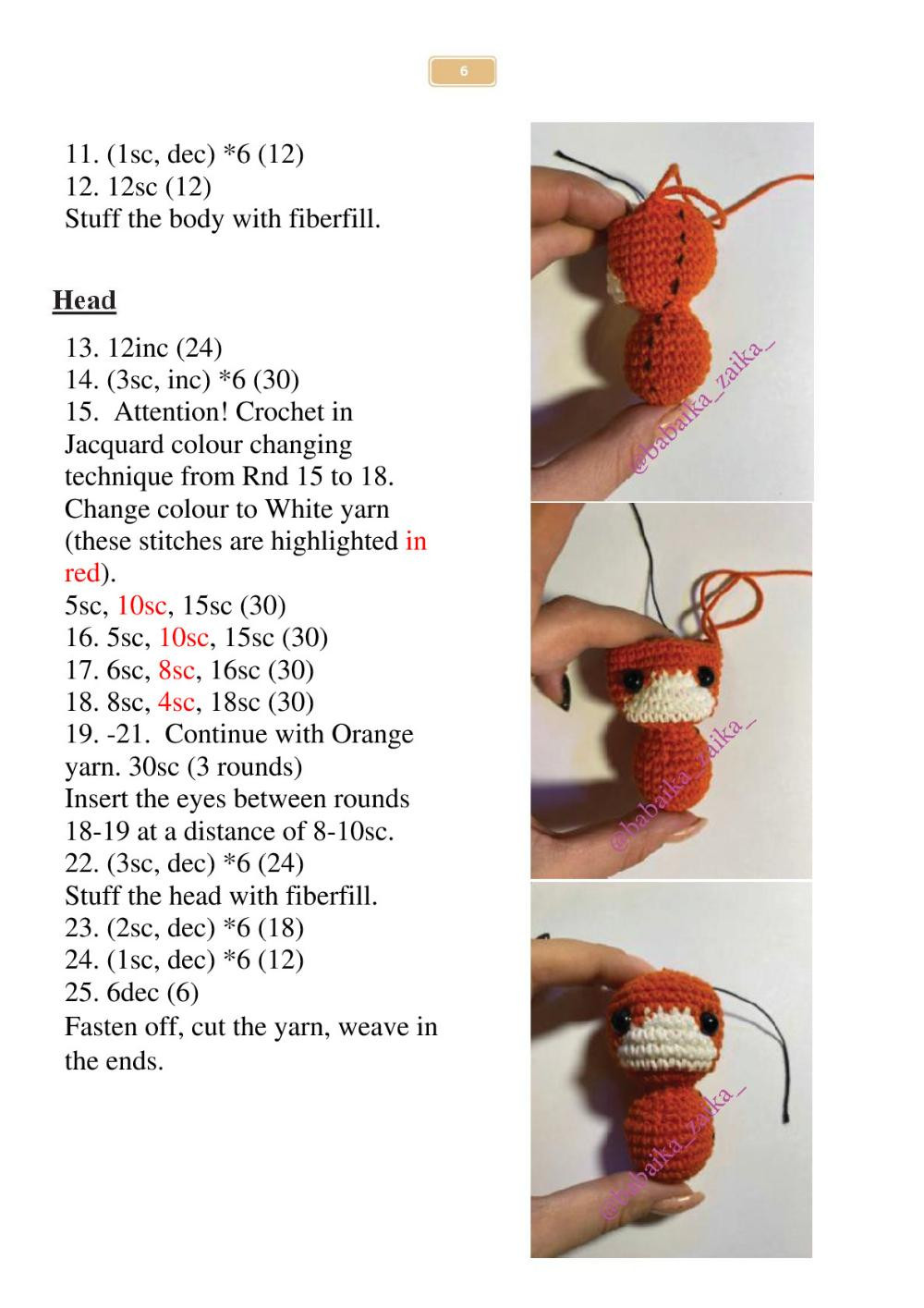 crochet pattern foxes in the apple bag