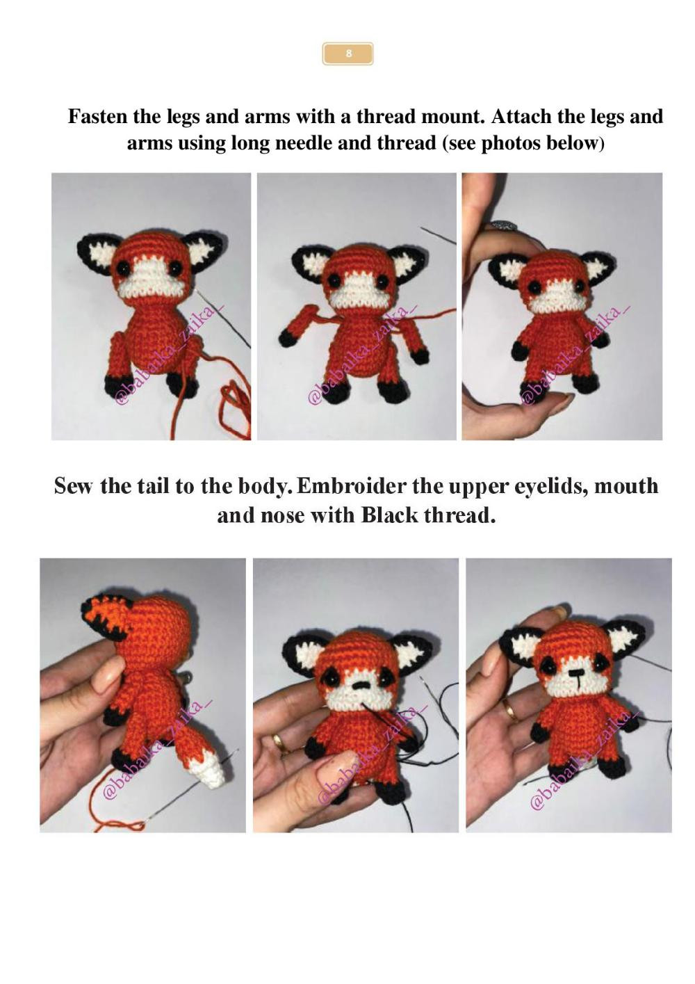 crochet pattern foxes in the apple bag