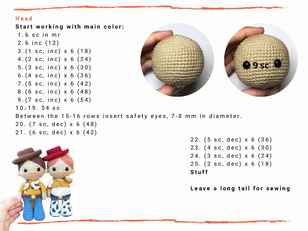 CROCHET PATTERN JESSY AND WOODY "THE TOY STORY"