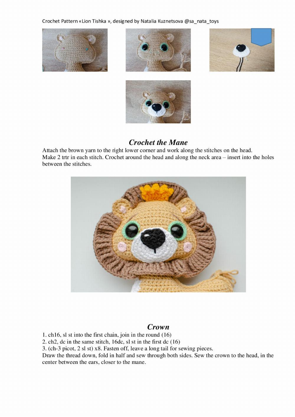 Crochet Pattern «Lion Tishka »,