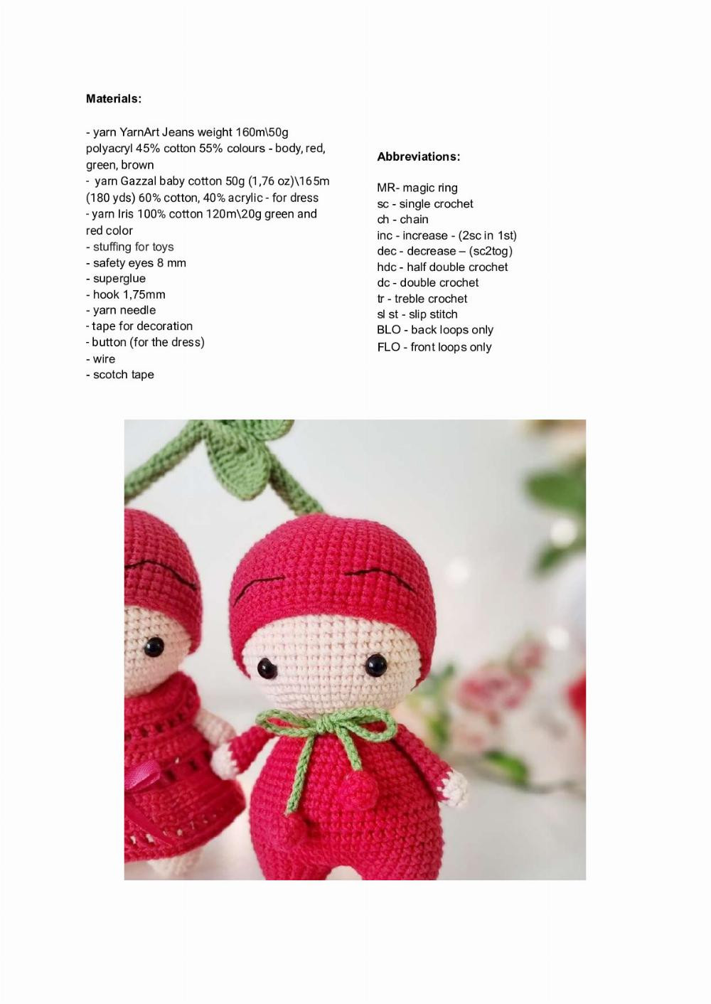 Crochet pattern “Little cherry dolls”