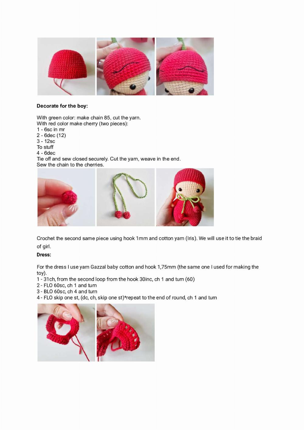 Crochet pattern “Little cherry dolls”