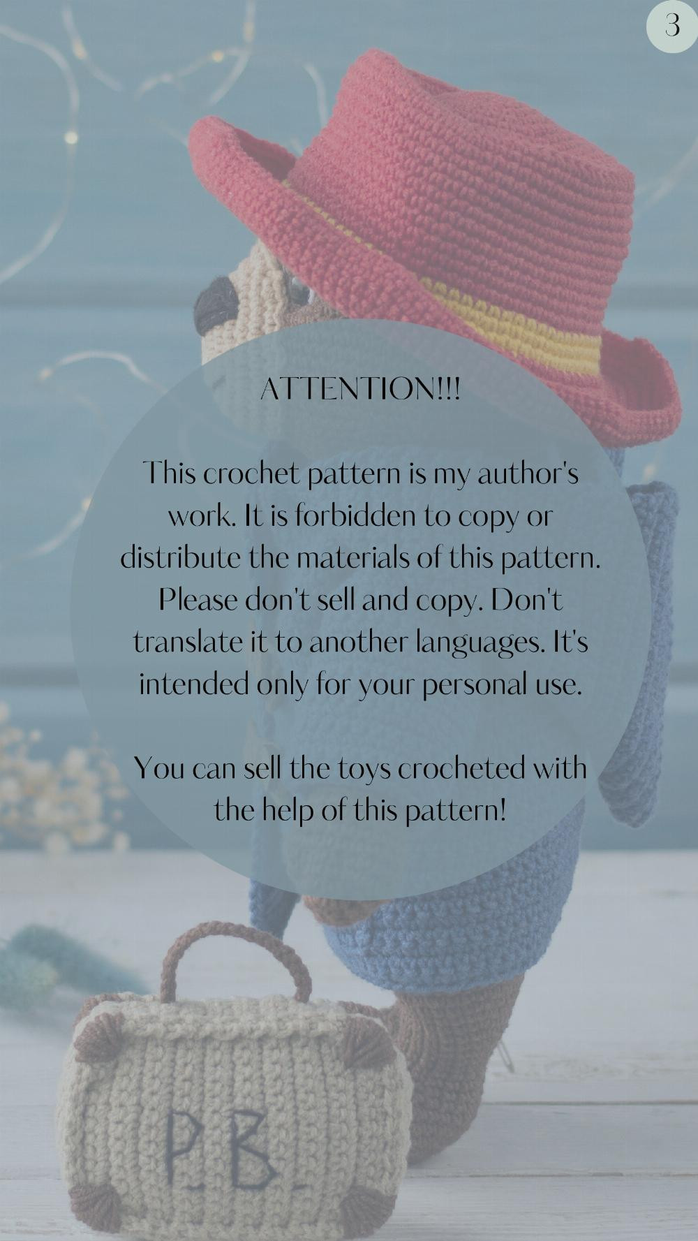 CROCHET PATTERN PADDINGTON BEAR LISENOK CHU