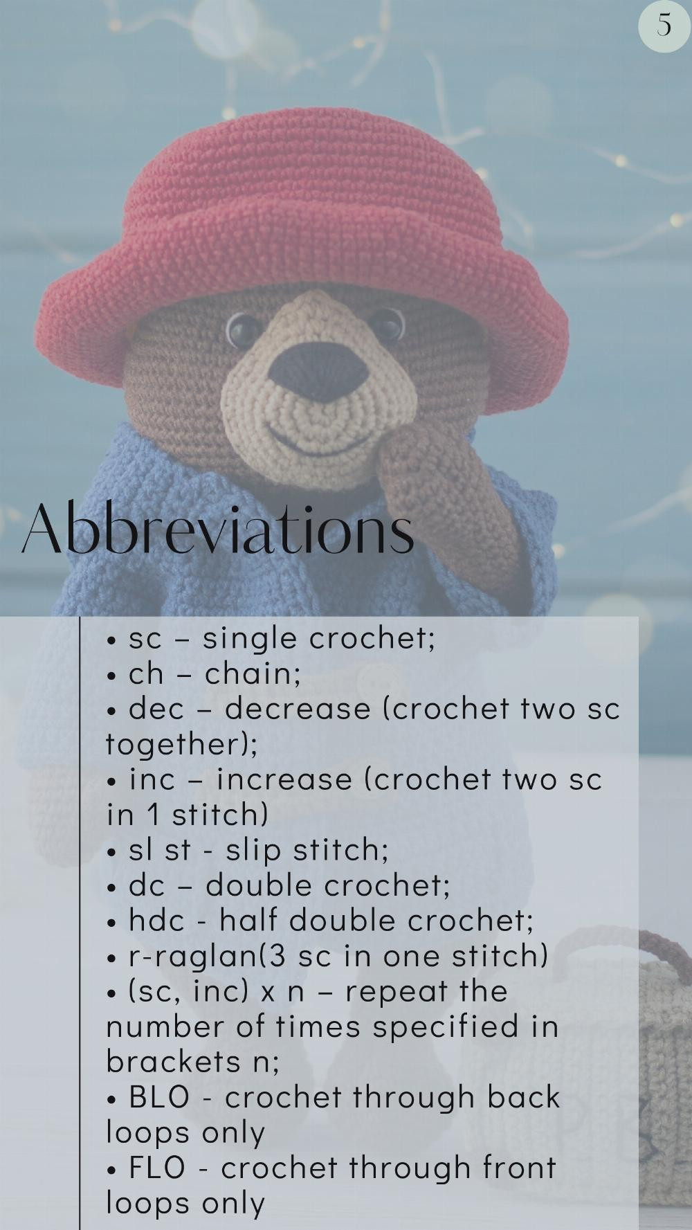 CROCHET PATTERN PADDINGTON BEAR LISENOK CHU