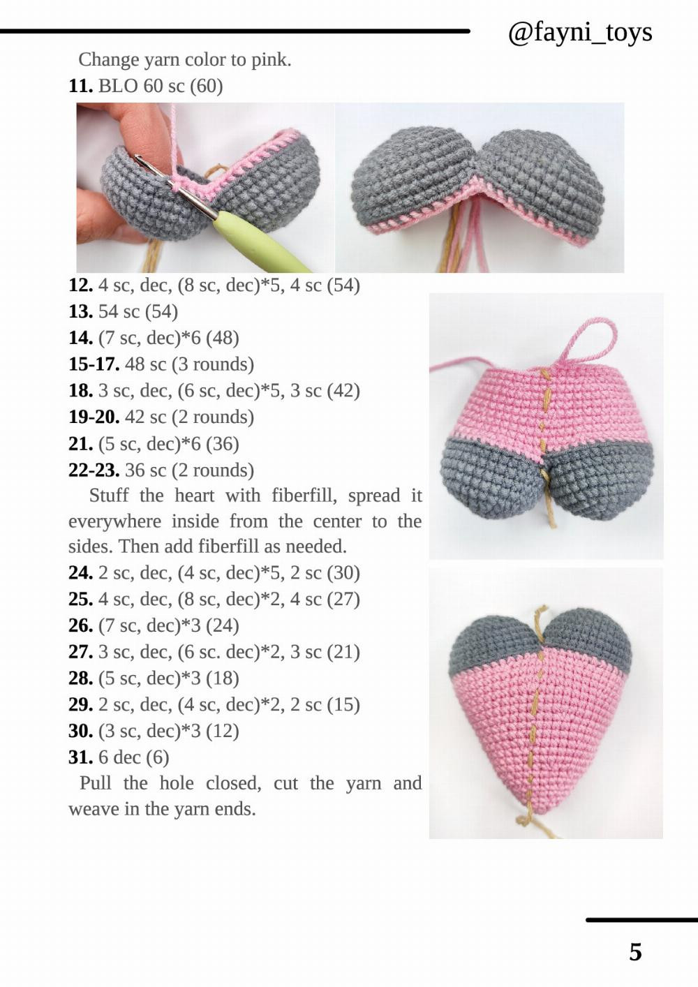 crochet pattern poisoned pink heart