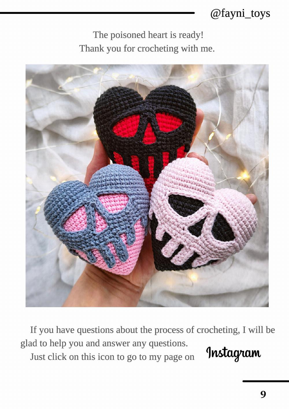 crochet pattern poisoned pink heart