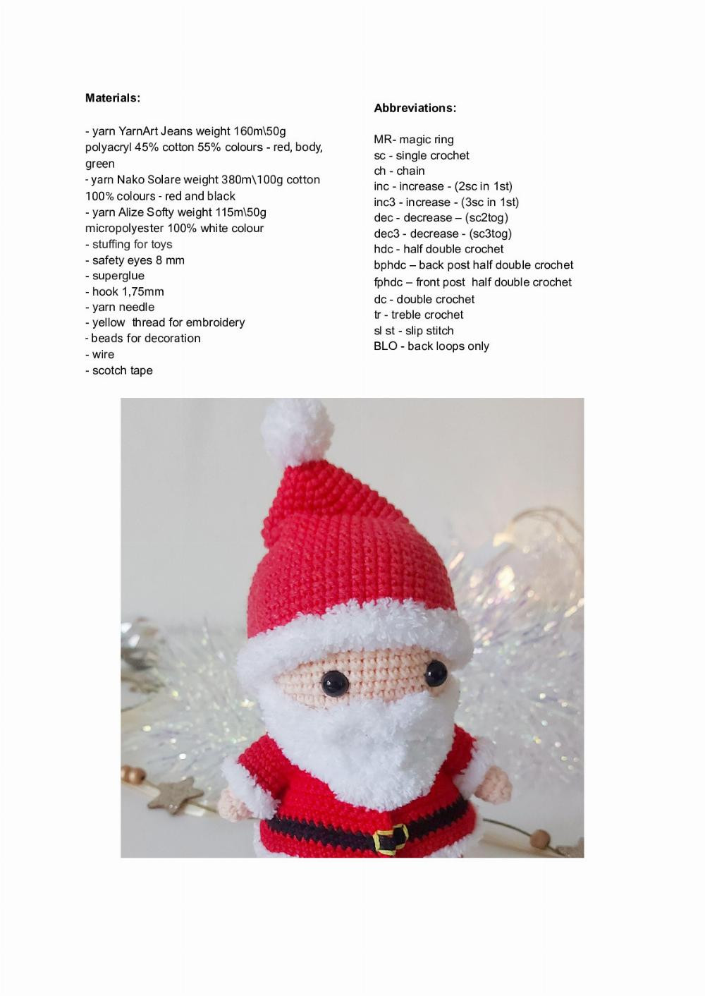 crochet pattern santa claus with christmas sock