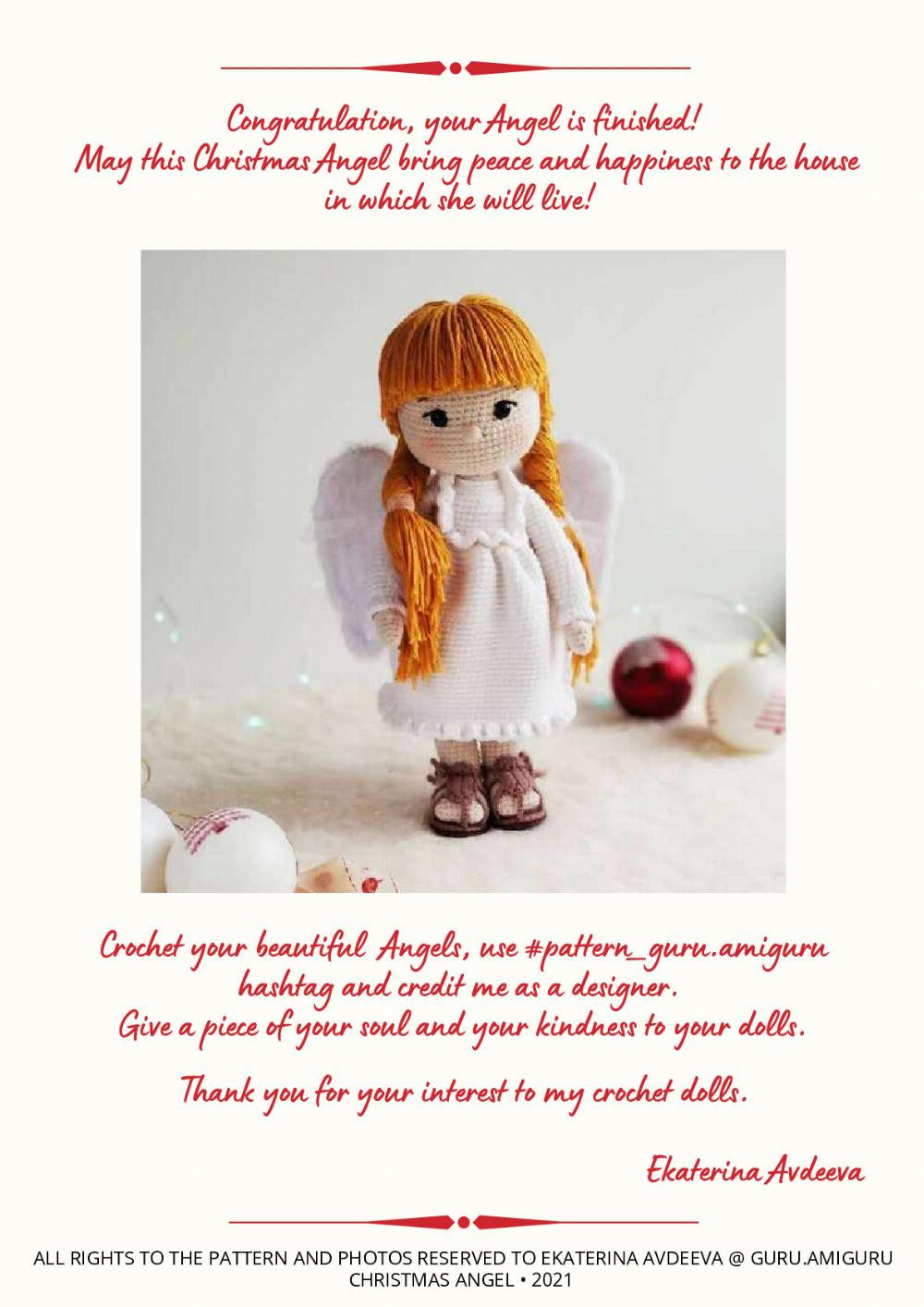 Crochet pattern The Christmas angel doll