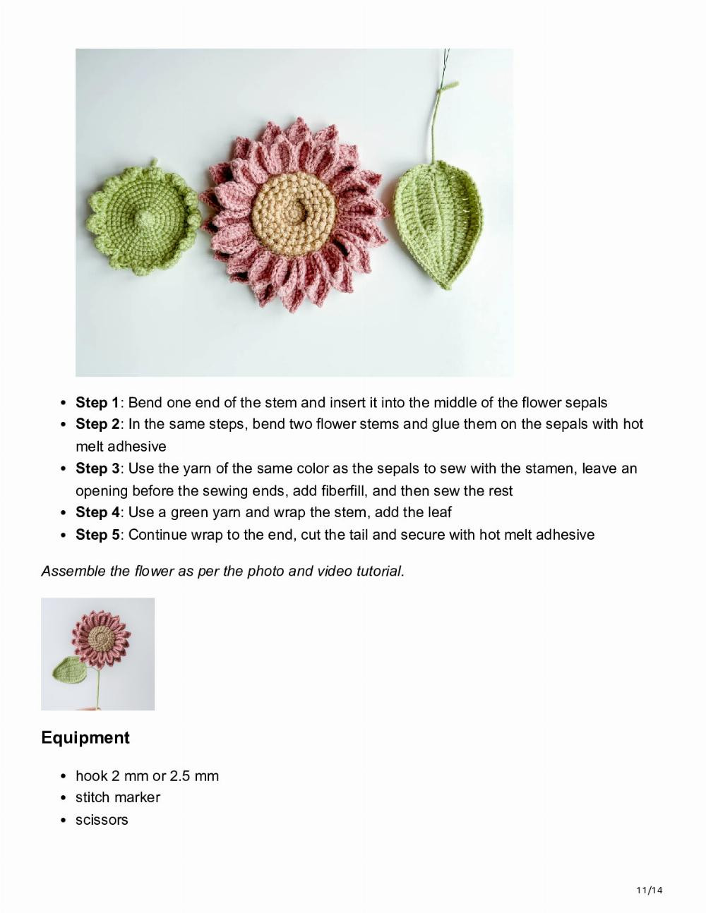 Crochet Sunflower BouquetPattern Hook