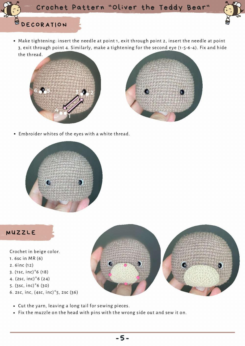 CROCHET TOY PATTERN  OLIVER THE TEDDY BEAR