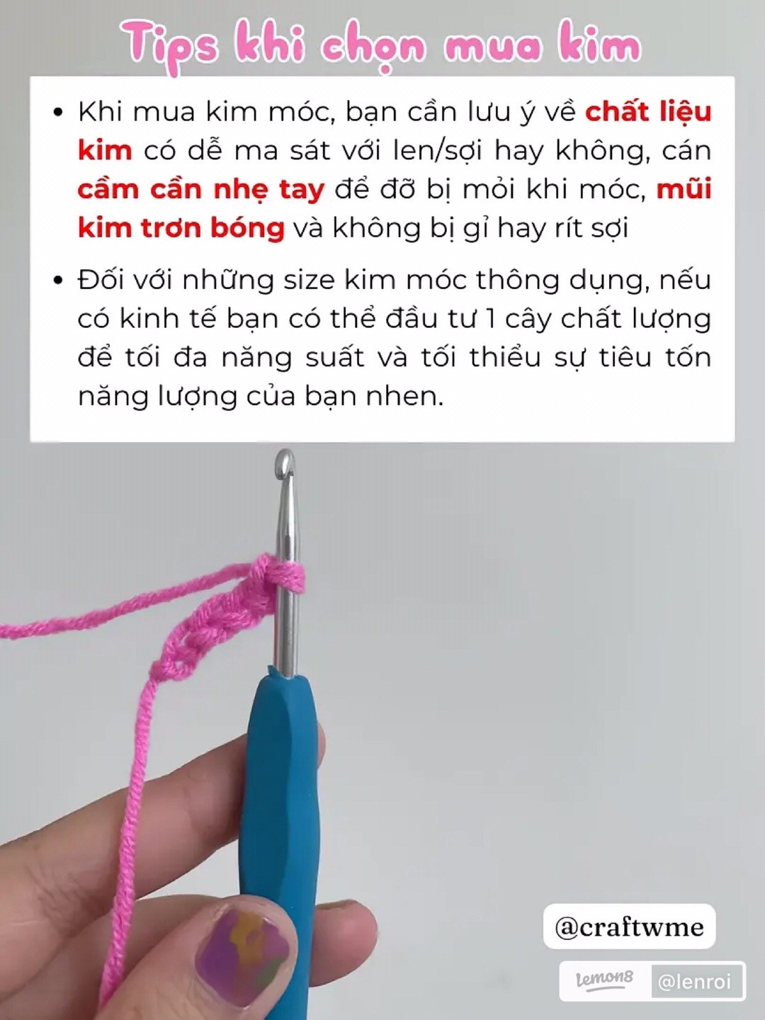 Đánh giá Các loại kim móc khác nhau danh cho người mới.