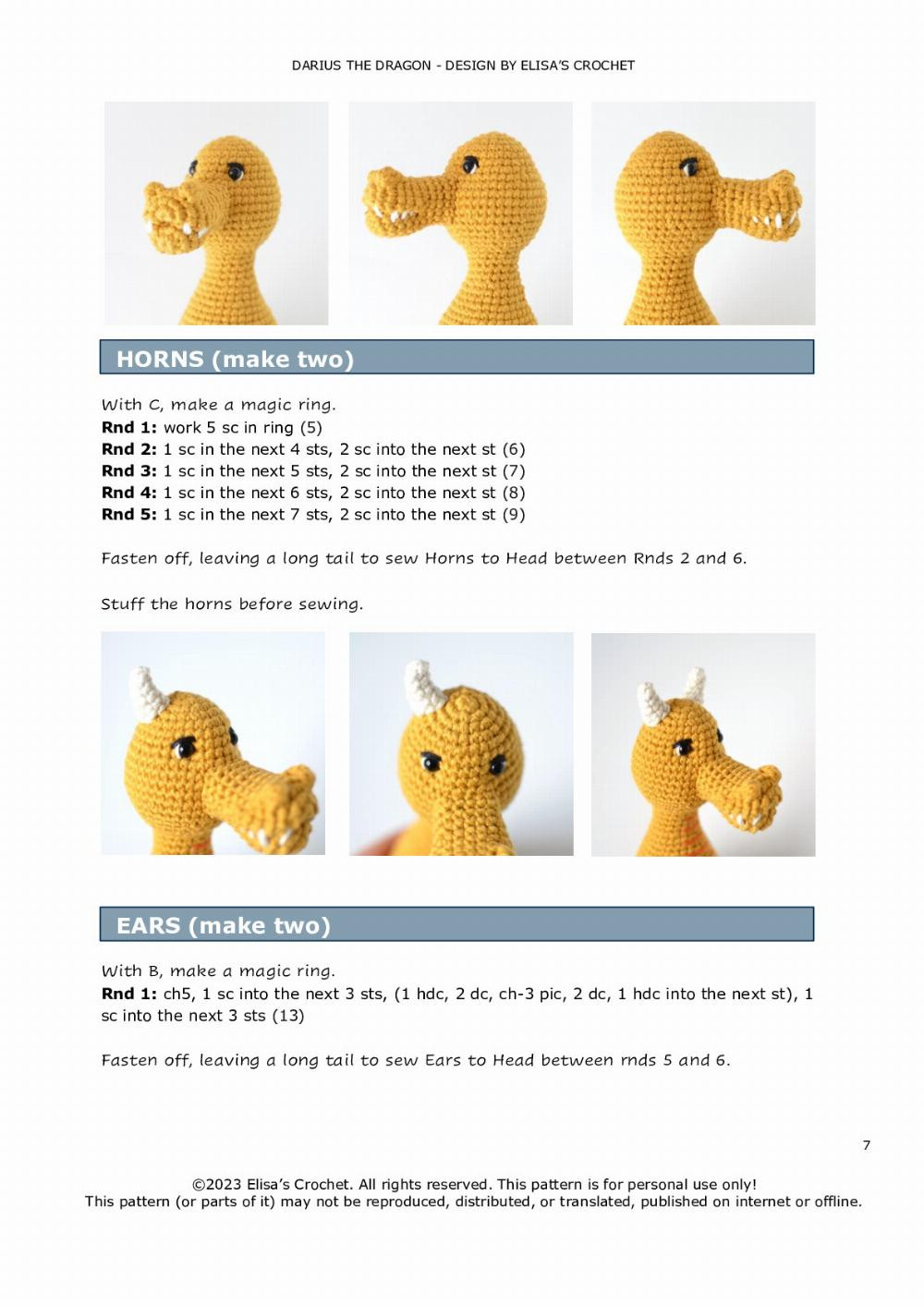 DARIUS THE DRAGON crochet pattern