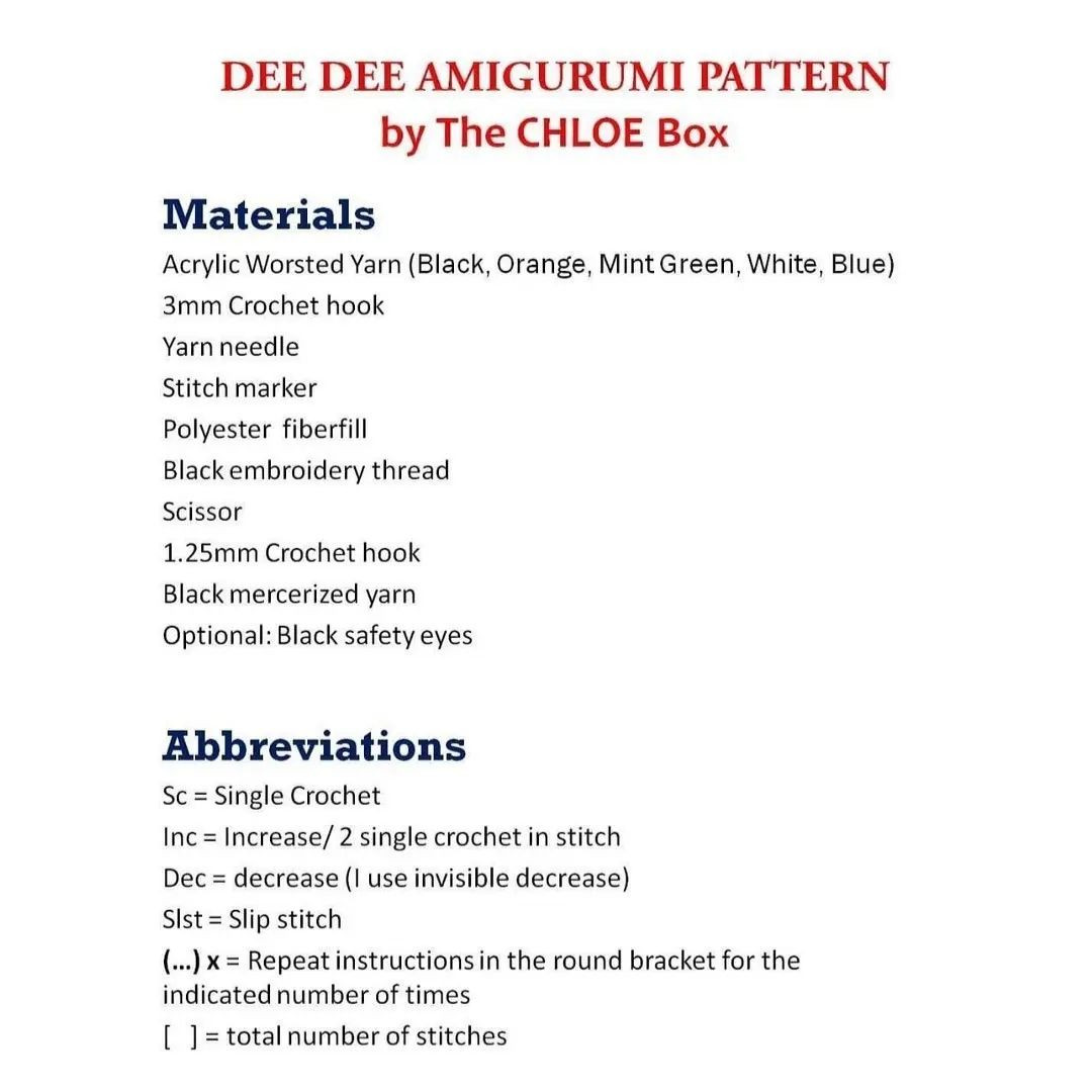 dee dee amigurumi pattern