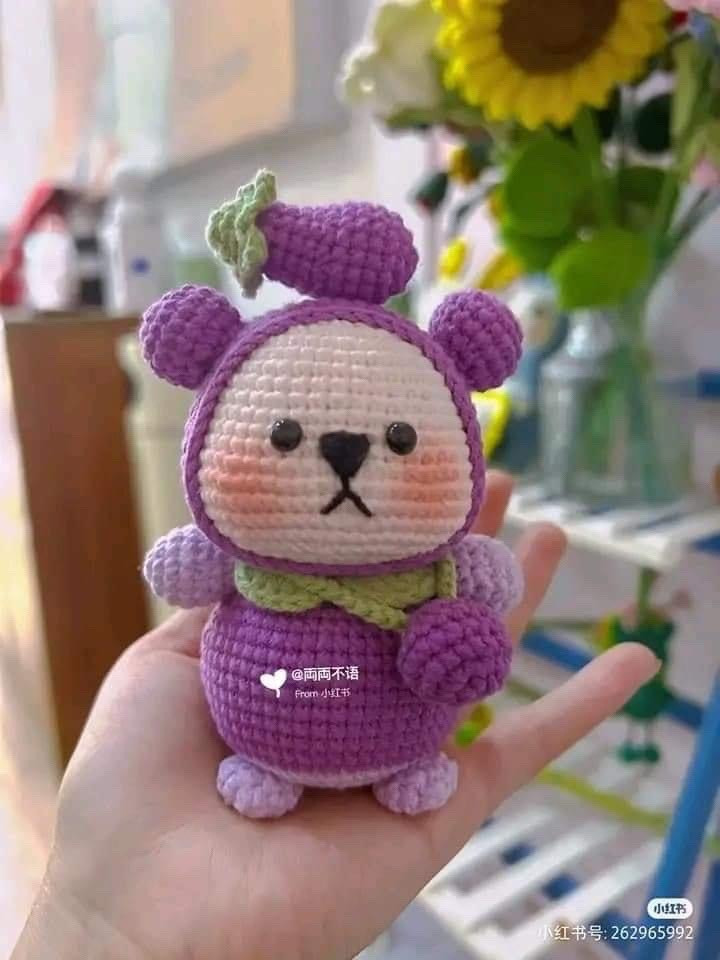 Eggplant bear crochet pattern