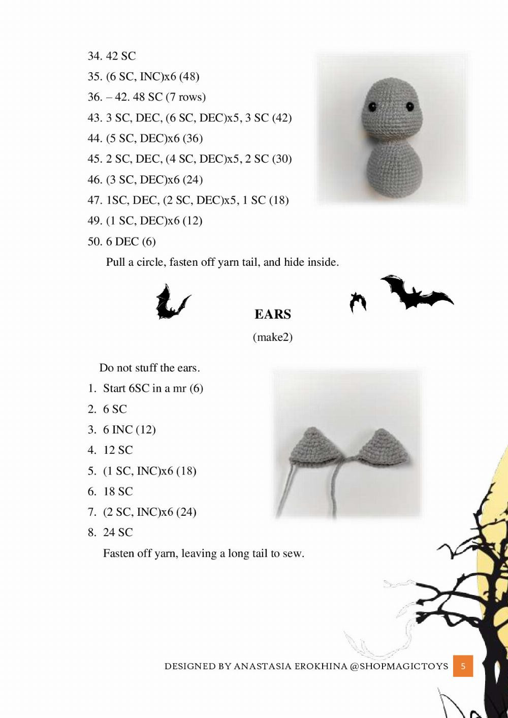 English crochet Pattern little bat