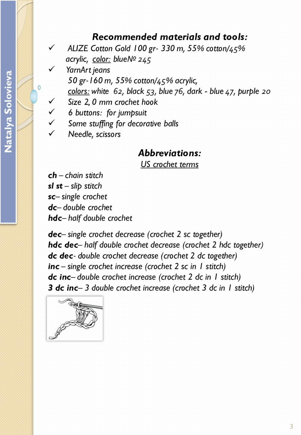 English Crochet Pattern Stitch Outfit (for the toy 32-33 cm tall)