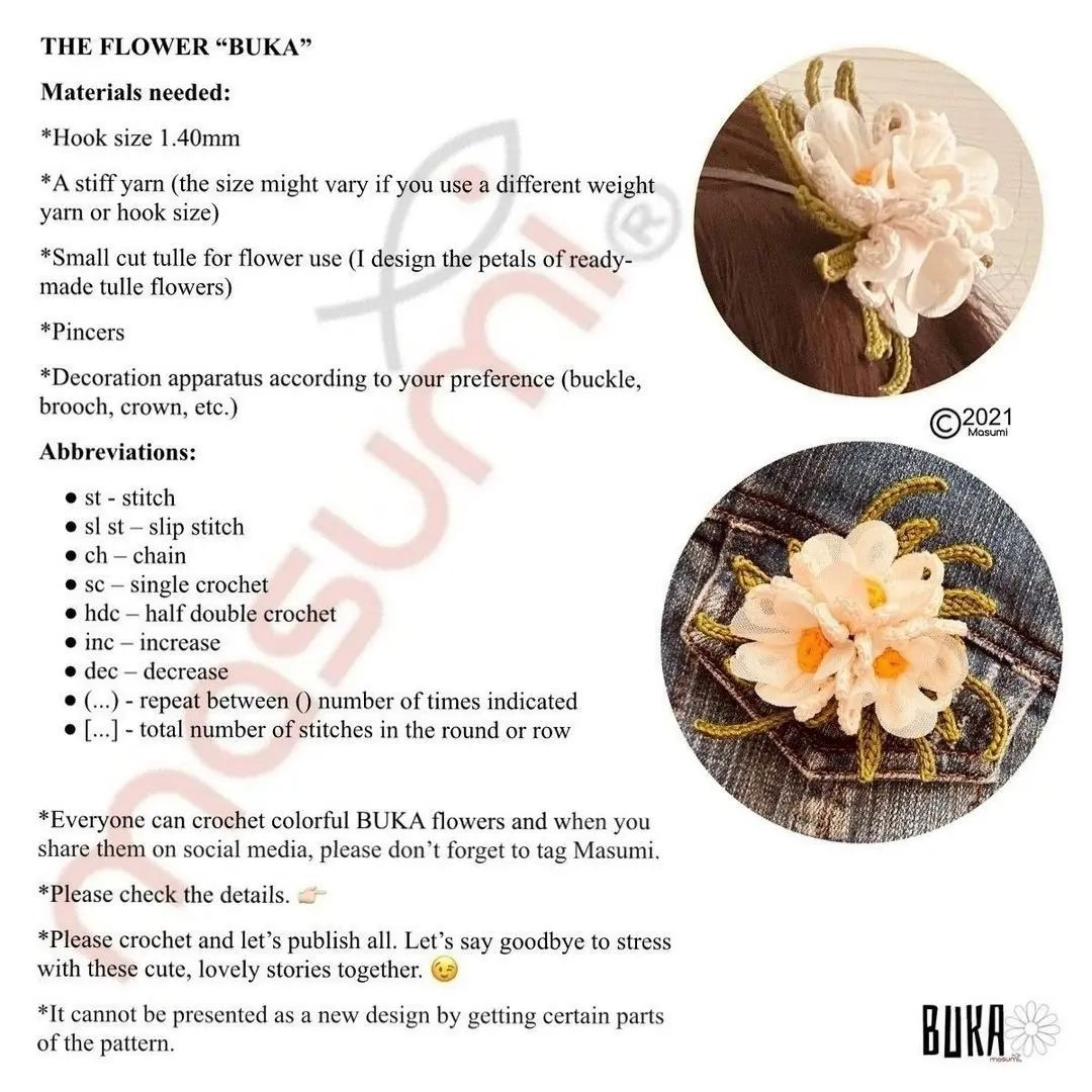 english free pattern the flower buka