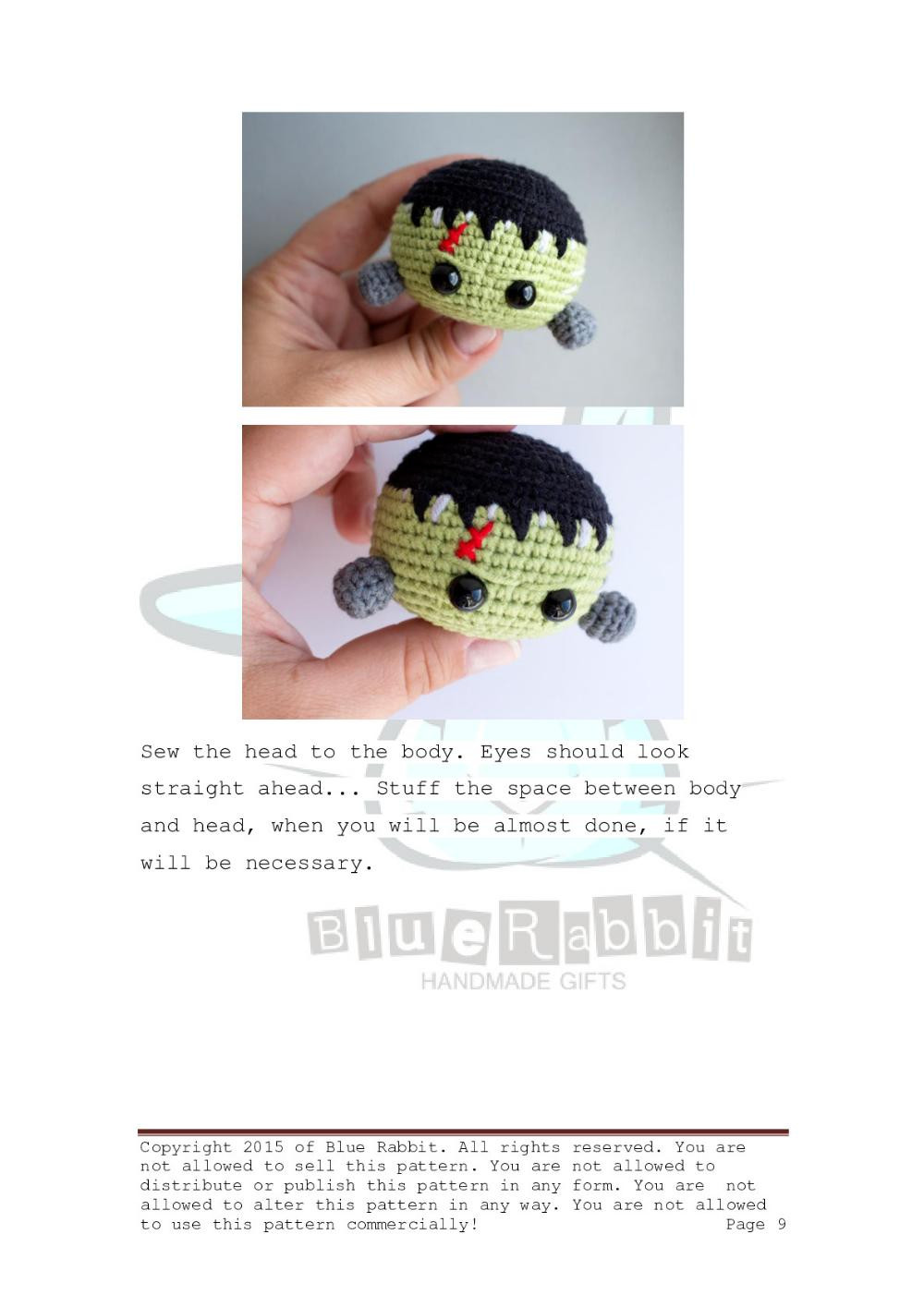 Frankenstein monster doll crochet pattern