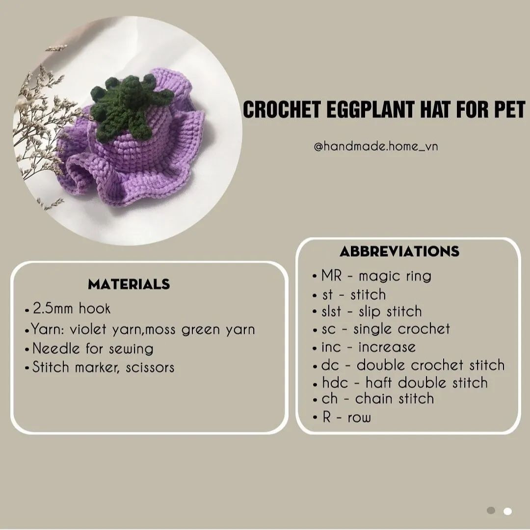 free crochet eggplant hat for pet